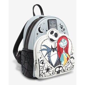 NEW Loungefly Disney Nightmare Before Christmas Jack & Sally Heart Love Backpack